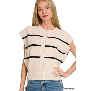 Zenana Striped Viscose Sweater Vest